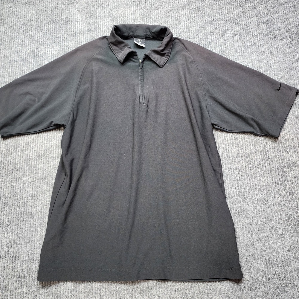 Nike Golf Mens Dri-FIT UV Quarter Zip Polo Shirt Black Size Medium Short Sleeve